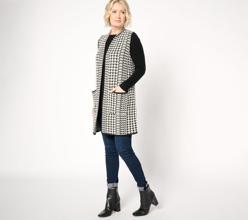 GRAVER Susan Graver Regular Jacquard Knit Open Front Vest — View 13