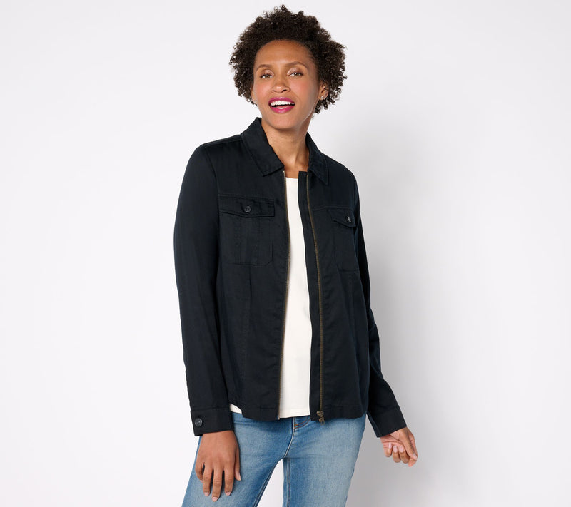 LOGO by Lori Goldstein Zip Front Long Sleeve Jacket — View 5