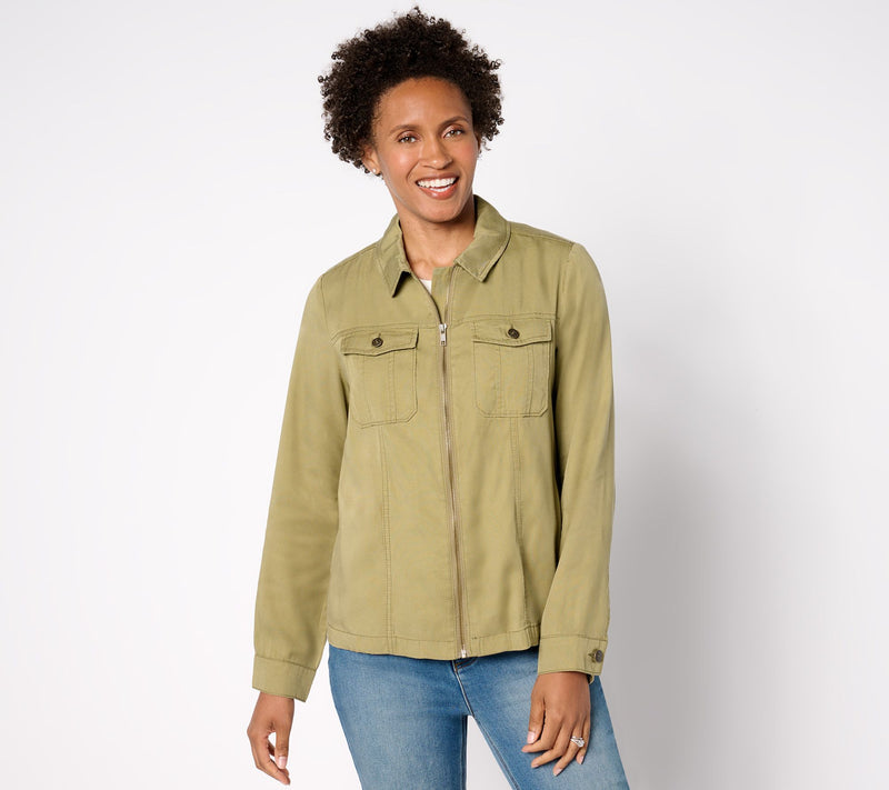 LOGO by Lori Goldstein Zip Front Long Sleeve Jacket — View 8