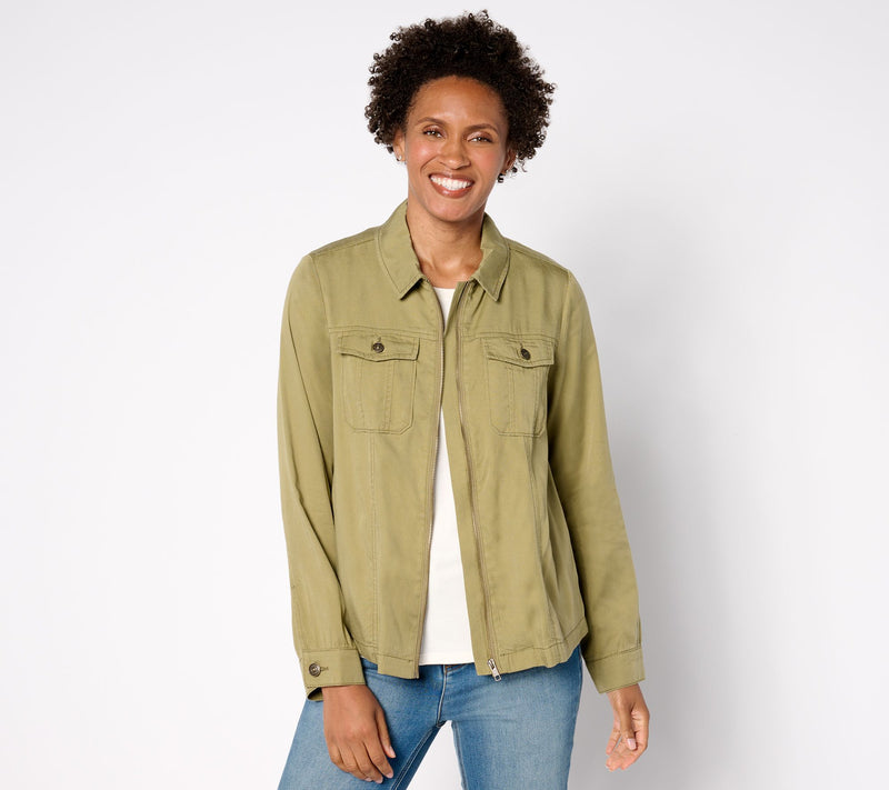 LOGO by Lori Goldstein Zip Front Long Sleeve Jacket — Main view