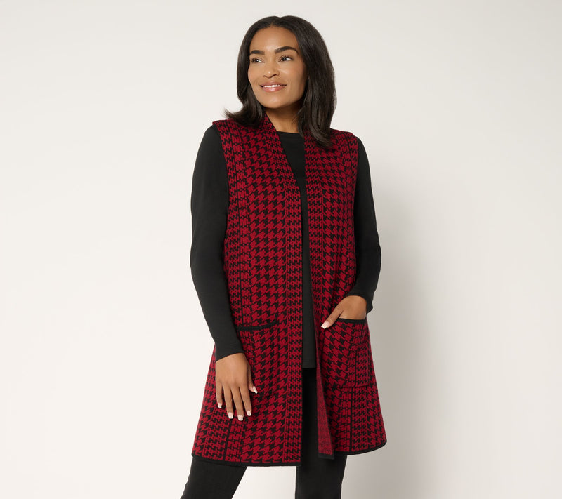 GRAVER Susan Graver Petite Jacquard Knit Open Front Vest — View 5