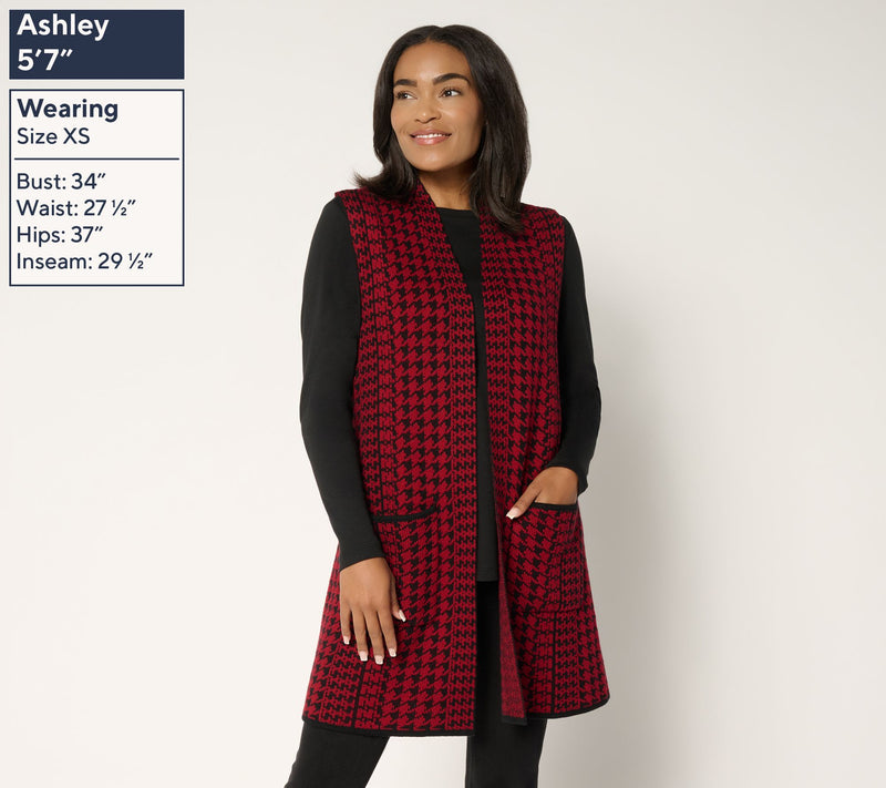 GRAVER Susan Graver Petite Jacquard Knit Open Front Vest — View 7