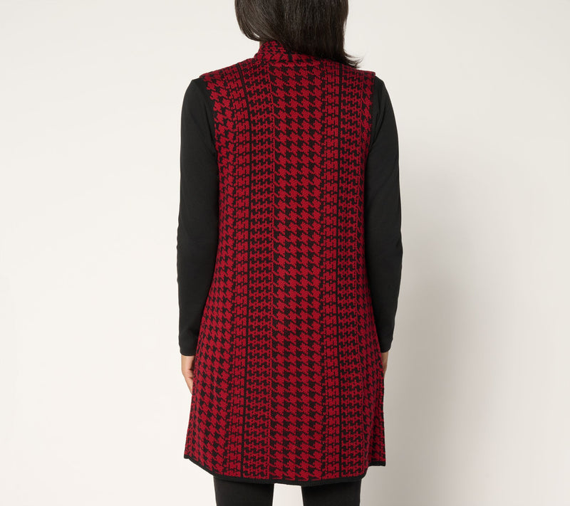 GRAVER Susan Graver Petite Jacquard Knit Open Front Vest — View 8