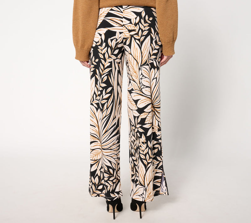 Susan Graver Reg Printed Liquid Knit Wide-Leg Pants w/ Slits — View 8