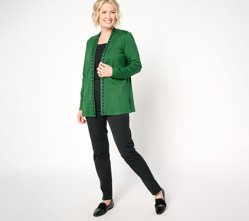 GRAVER Susan Graver Regular Sleek Ponte Long Sleeve Cardigan — View 13