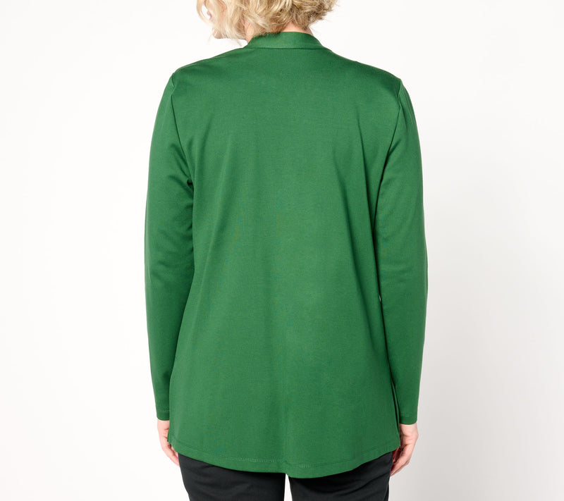GRAVER Susan Graver Regular Sleek Ponte Long Sleeve Cardigan — View 12
