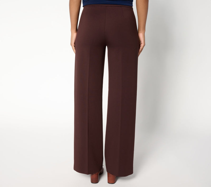 Tailored by Susan Graver Reg Sleek Ponte Wide Leg Zip Front Trousers — View 15