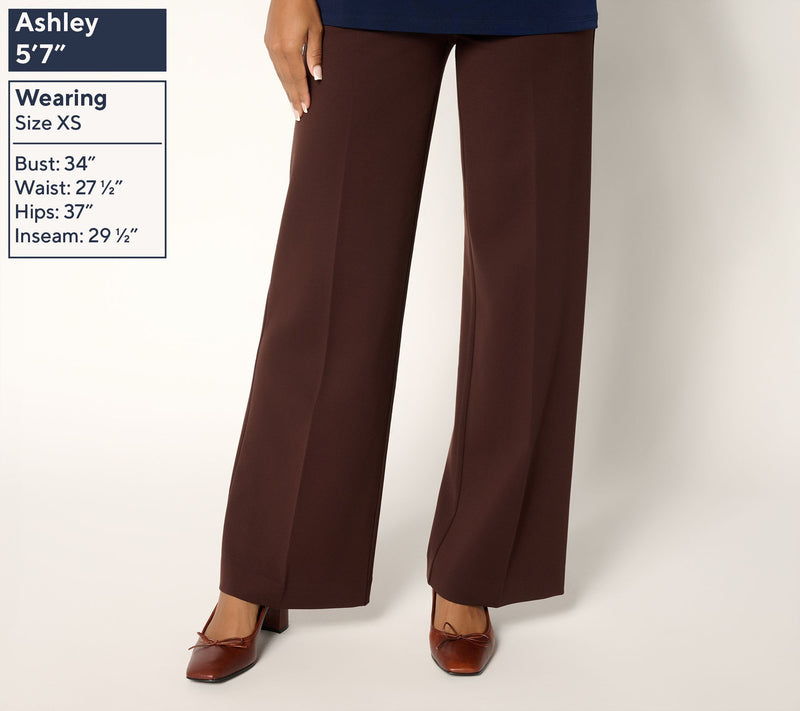 Tailored by Susan Graver Pet Sleek Ponte Wide-Leg Zip Front Trousers — View 13