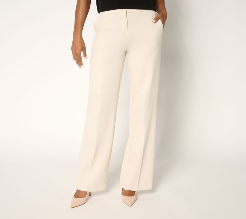 Tailored by Susan Graver Pet Sleek Ponte Wide-Leg Zip Front Trousers — View 20