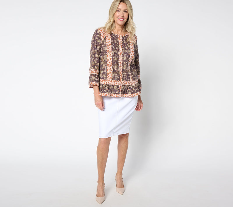 LOGO Lab by Lori Goldstein 3/4 Sleeve Crew Neck Bed Jacket — View 3