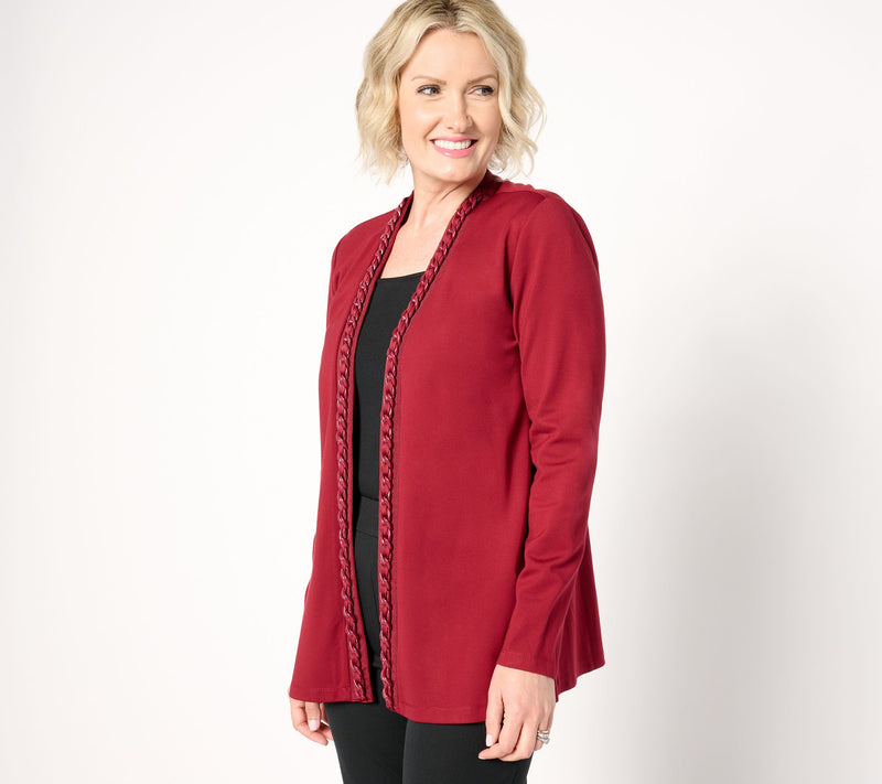 GRAVER Susan Graver Petite Sleek Ponte Long Sleeve Cardigan — View 12