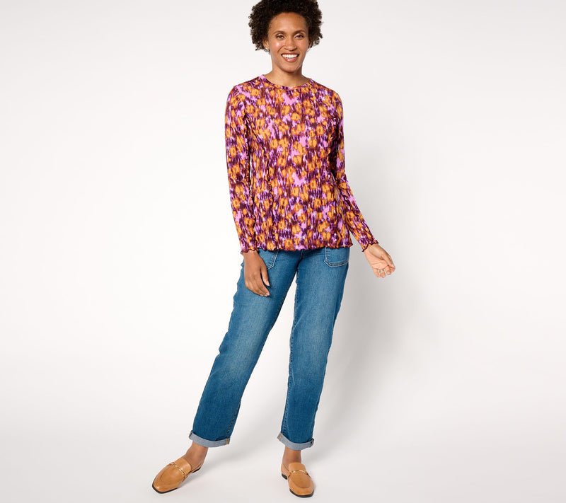 LOGO Layers by Lori Goldstein Crewneck Long-Sleeve with Ruffle — View 3