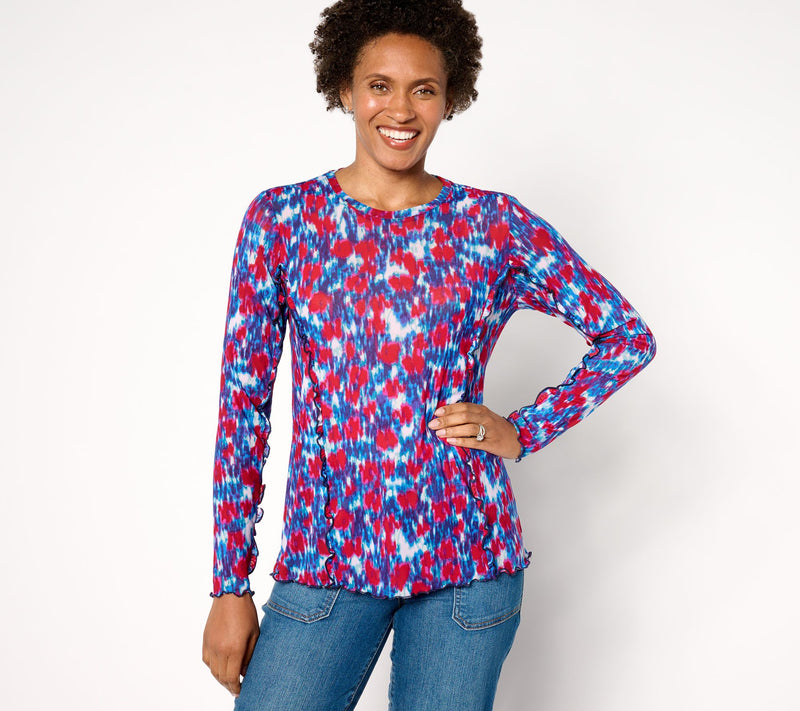 LOGO Layers by Lori Goldstein Crewneck Long-Sleeve with Ruffle — View 9