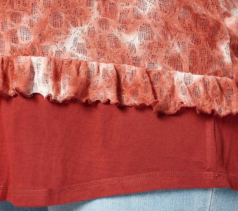 LOGO by Lori Goldstein Fine Lace 3/4-Sleeve Top and Tank Set — View 4