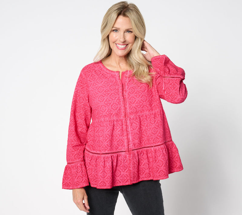 LOGO Lavish by Lori Goldstein Scoop Neck Swing Bed Jacket — View 9