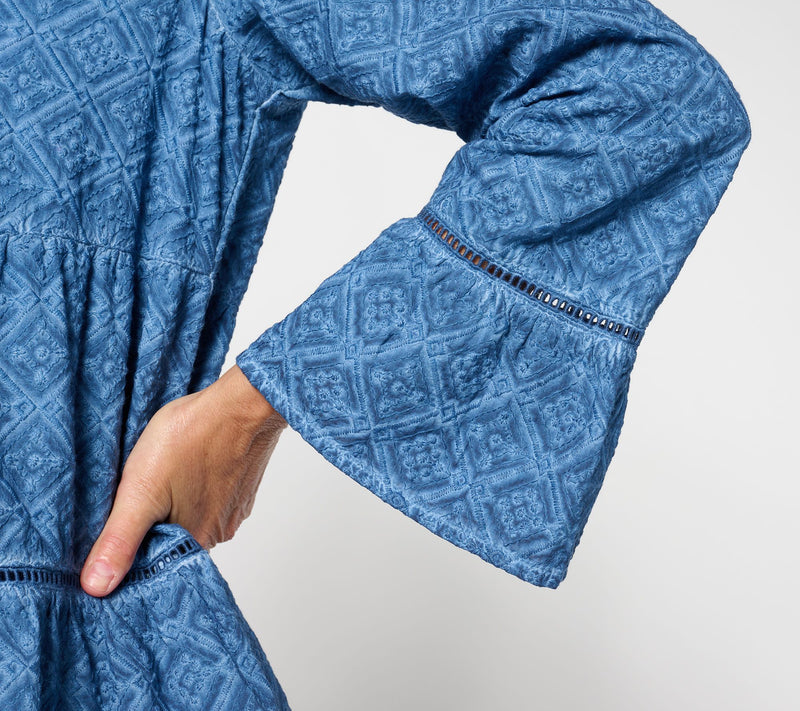 LOGO Lavish by Lori Goldstein Scoop Neck Swing Bed Jacket — View 4