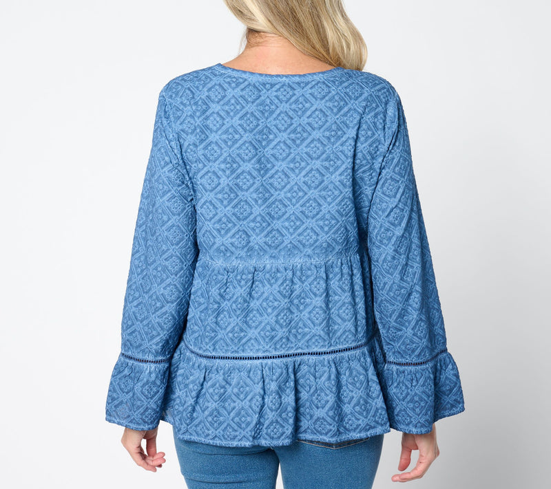 LOGO Lavish by Lori Goldstein Scoop Neck Swing Bed Jacket — View 2