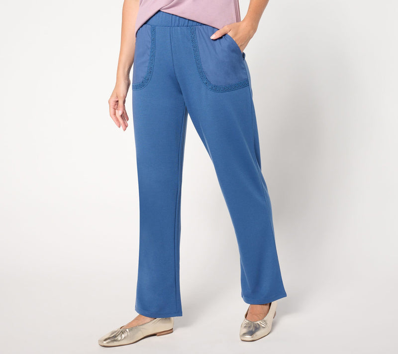 LOGO Life by Lori Goldstein Regular Wide Leg Pants with Crochet — View 7