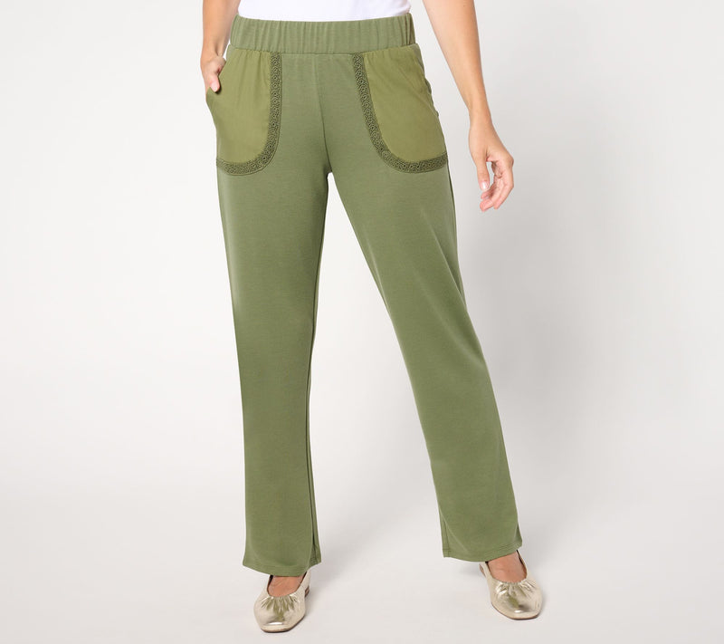 LOGO Life by Lori Goldstein Regular Wide Leg Pants with Crochet — View 3