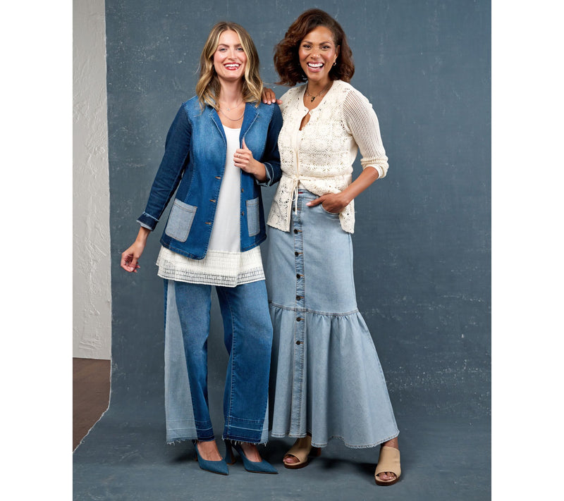 LOGO by Lori Goldstein Reg. Wide Leg Ankle w/Release Hem Jean — View 11