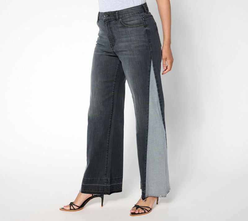 LOGO by Lori Goldstein Reg. Wide Leg Ankle w/Release Hem Jean — Main view