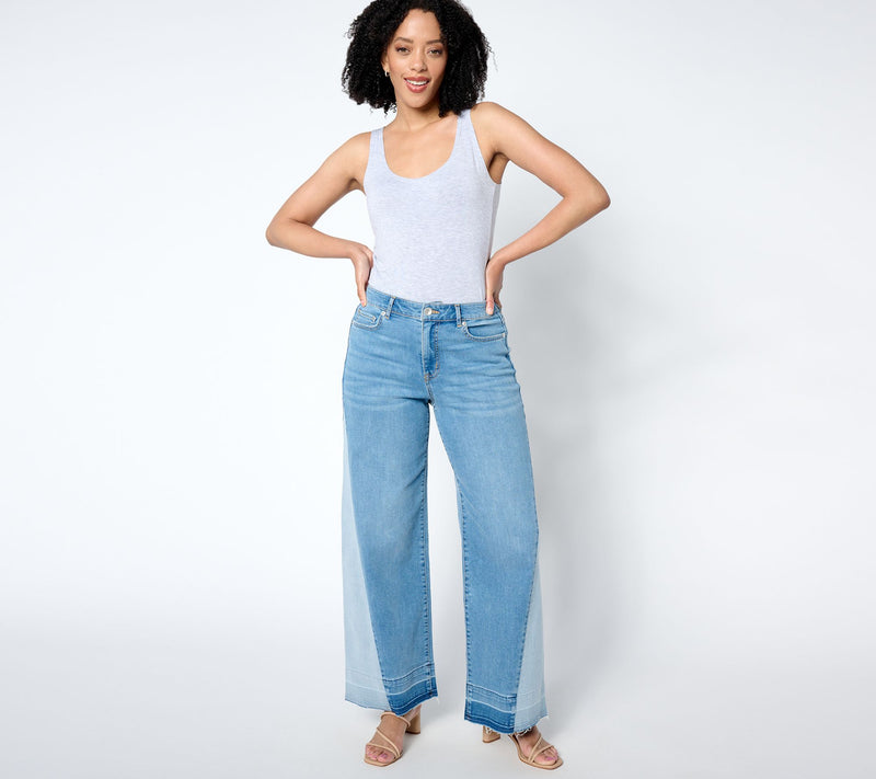LOGO by Lori Goldstein Reg. Wide Leg Ankle w/Release Hem Jean — View 9