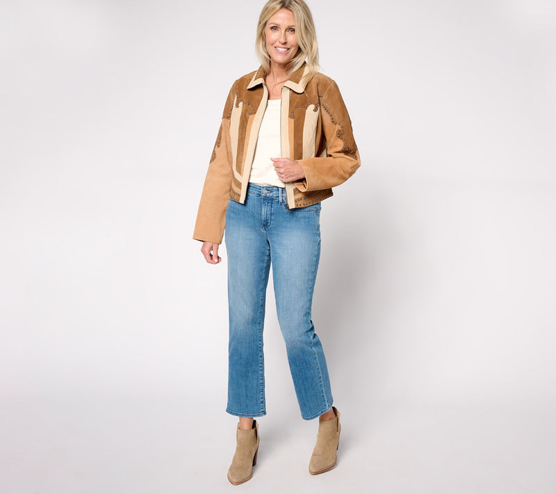 American West by Carolyn Pollack Color Blocked Suede Jacket — View 4