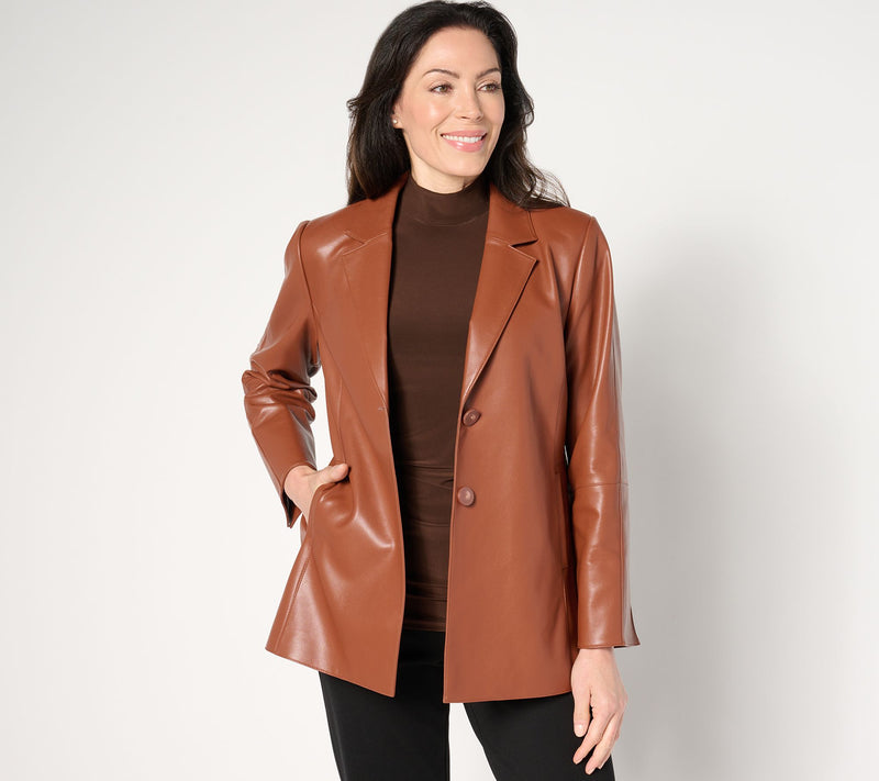 Dennis Basso Regular Luxe Faux Leather Jacket — Main view