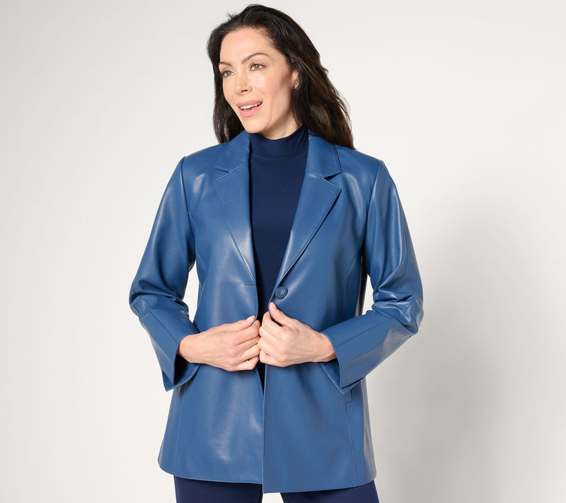 Dennis Basso Regular Luxe Faux Leather Jacket — View 9