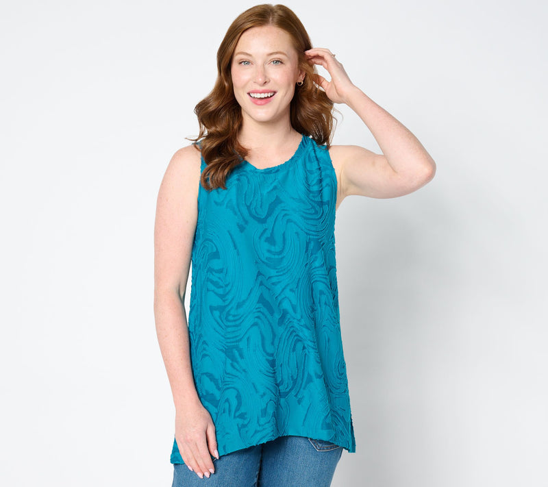 LOGO by Lori Goldstein Sleeveless Crew Neck Jacquard Top — Main view
