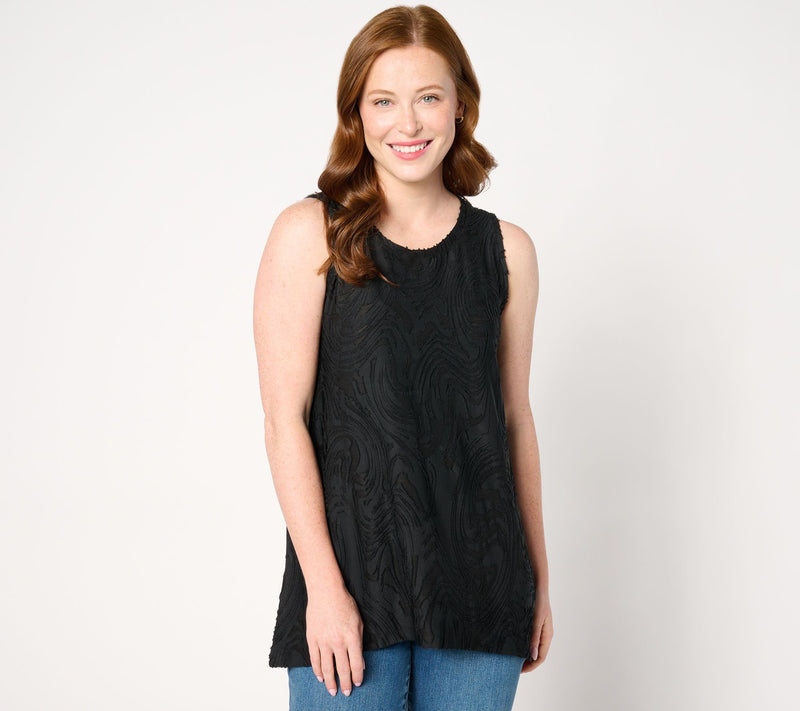 LOGO by Lori Goldstein Sleeveless Crew Neck Jacquard Top — View 10