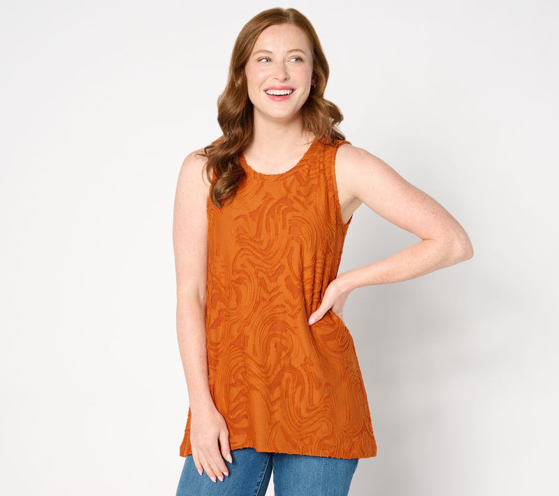 LOGO by Lori Goldstein Sleeveless Crew Neck Jacquard Top — View 11