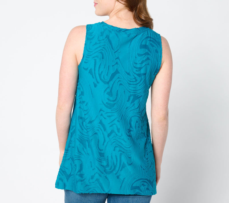 LOGO by Lori Goldstein Sleeveless Crew Neck Jacquard Top — View 2