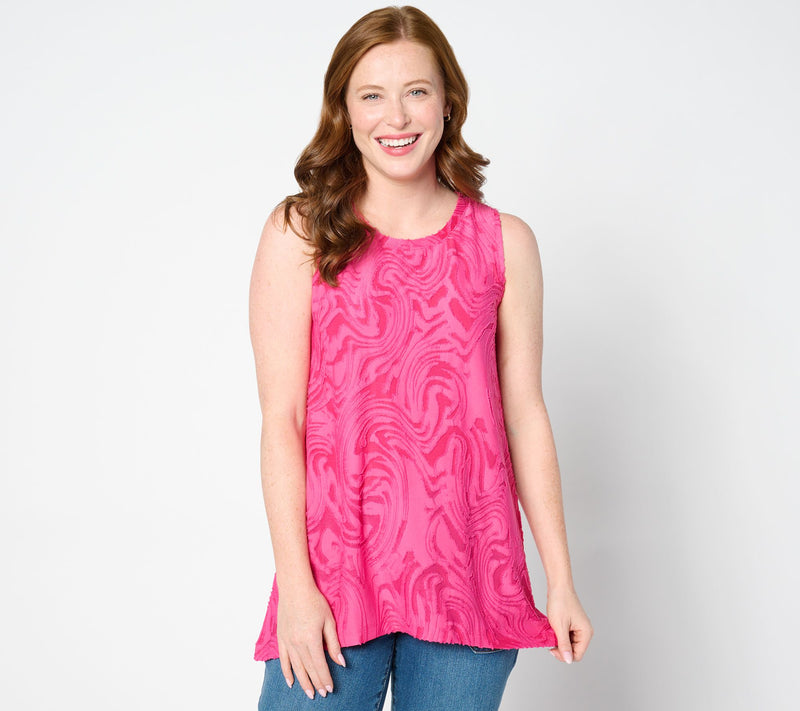 LOGO by Lori Goldstein Sleeveless Crew Neck Jacquard Top — View 13