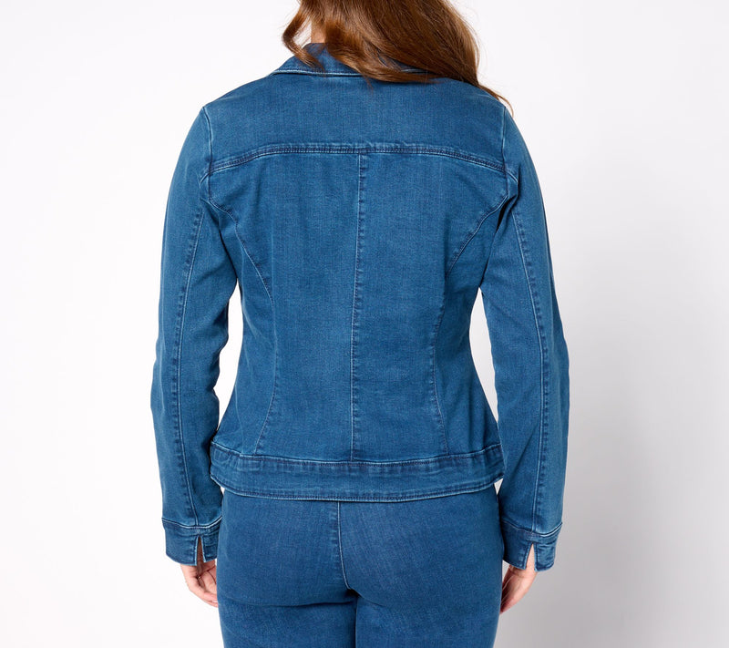 Denim & Co. Signature Perfect Flex Indigo Moto Jacket — View 2