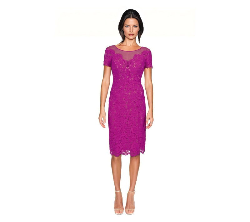 Rene Ruiz Collection Lace Cocktail with Illusion Neckline — View 3
