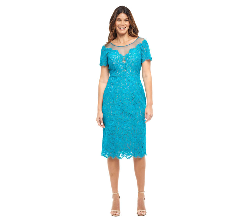 Rene Ruiz Collection Lace Cocktail with Illusion Neckline — View 7