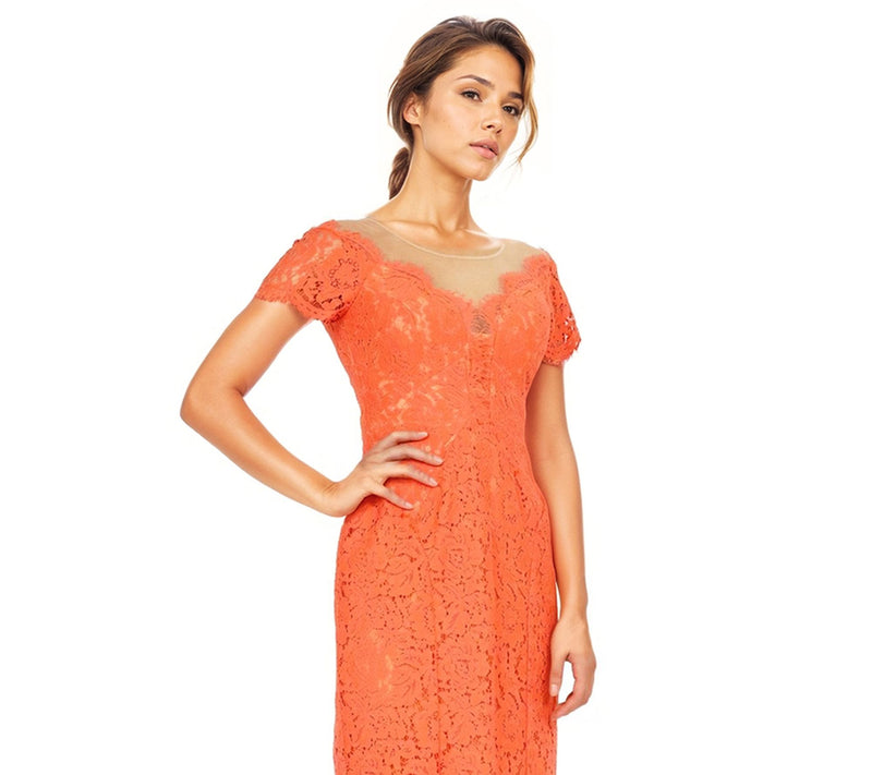 Rene Ruiz Collection Lace Cocktail with Illusion Neckline — View 9