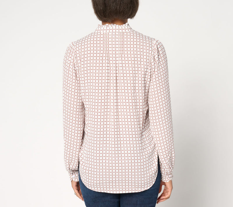 NYDJ Pleat Front Long Sleeve Tunic - Graceful Geo — View 2