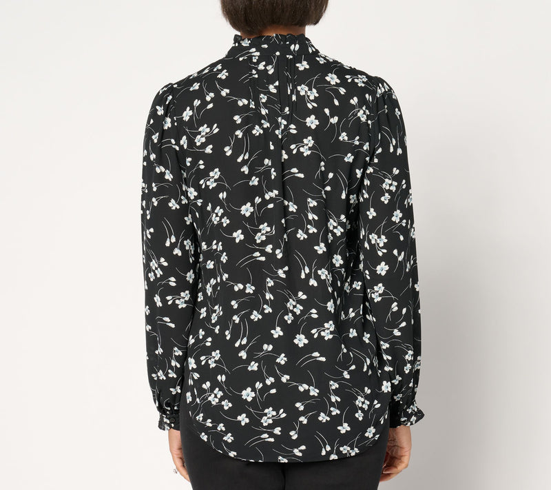 NYDJ Pleat Front Long Sleeve Tunic - Primrose Path — View 2