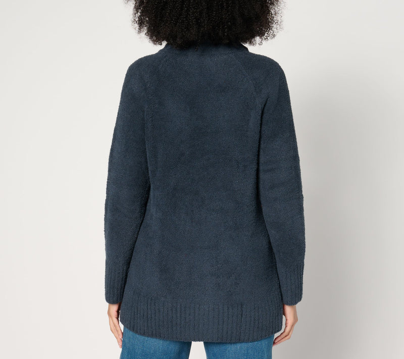 Barefoot Dreams CozyChic Luxe Funnel Neck Button Front Cardigan — View 14