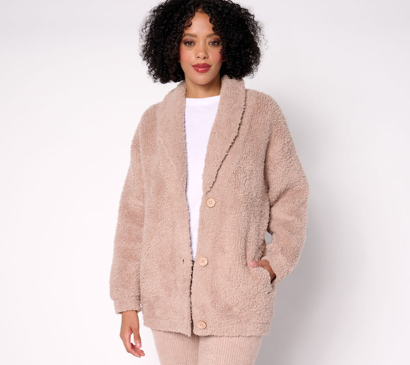Barefoot Dreams CozyChic Shearling Button Front Jacket — Main view