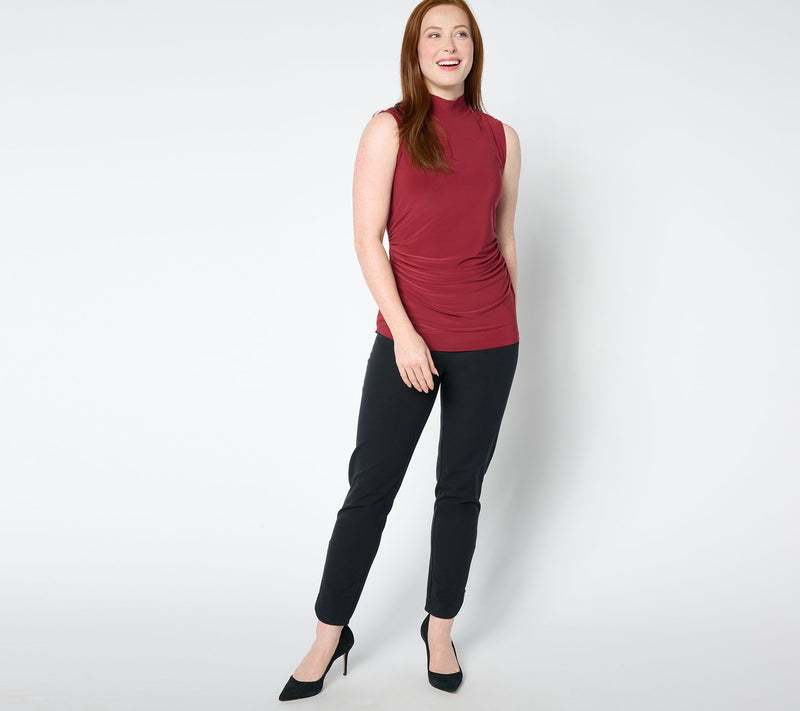 Dennis Basso Mock Neck Top with Waist Shirring — View 13