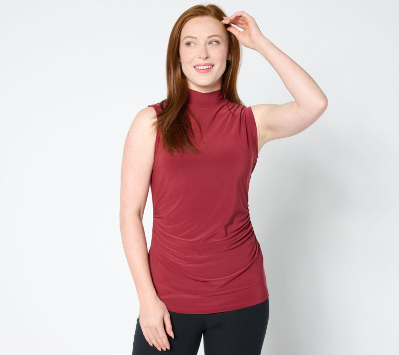 Dennis Basso Mock Neck Top with Waist Shirring — View 7