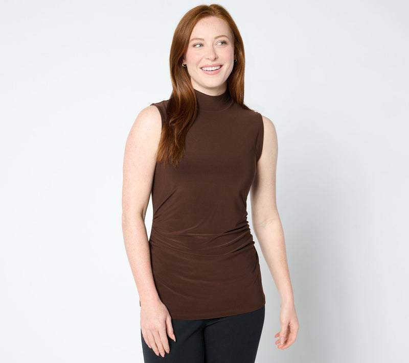 Dennis Basso Mock Neck Top with Waist Shirring — View 11