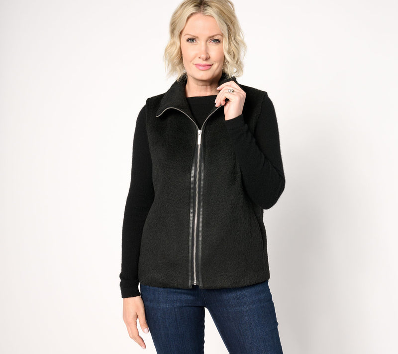 Dennis Basso Long-Hair Melton Faux-Fur Vest — View 5