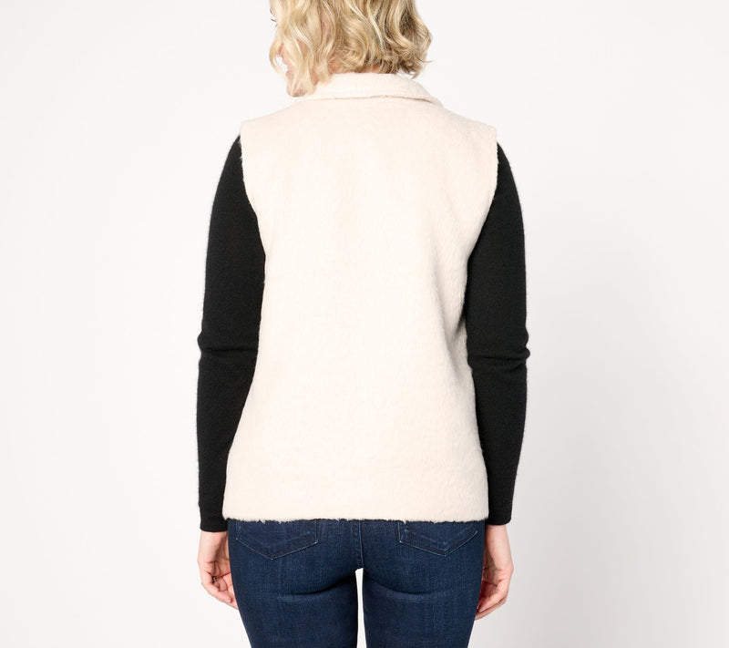 Dennis Basso Long-Hair Melton Faux-Fur Vest — View 6