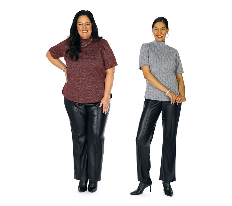 Dennis Basso Lurex Novelty Jacquard Mock Neck Top — View 6