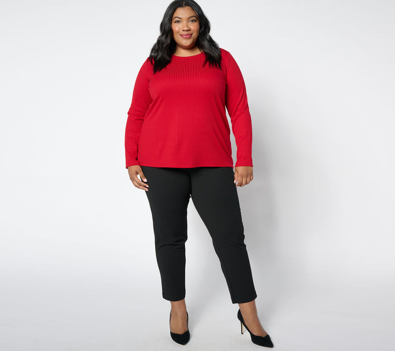 Dennis Basso Rib Knit Scoop Neck Tunic Side Slits — View 9
