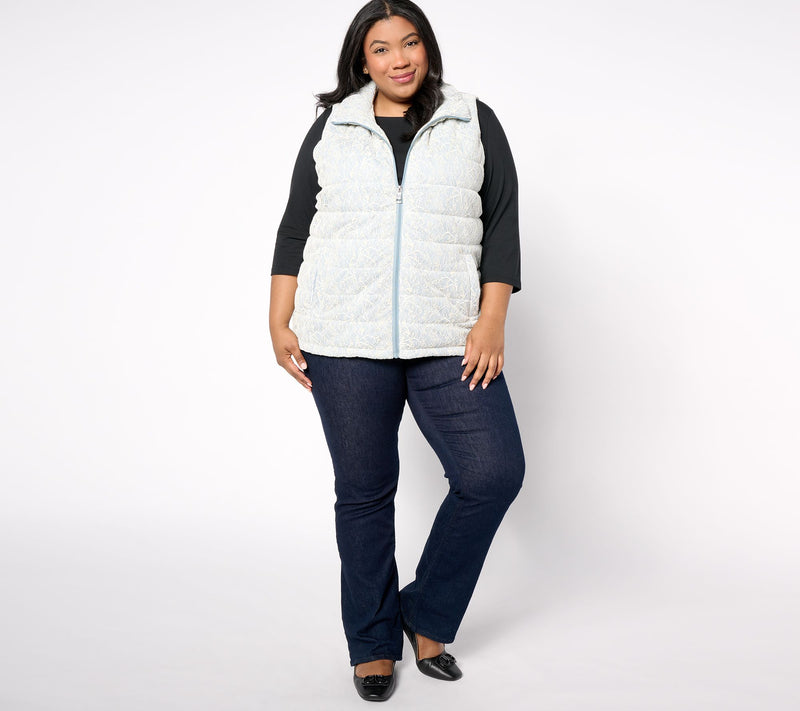 Dennis Basso Metallic Lace Puffer Vest — View 3